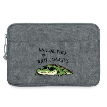 Unqualified but Enthusiastic – Lustiges Krokodil - Laptoptasche 13" - Grau meliert - Vorne