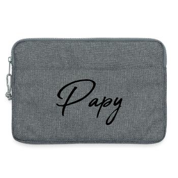 PAPY. PAPA. FÊTE DES PÈRES. BONNE FÊTE PAPA - Sacoche pour ordinateur portable 13 pouces - gris chiné - Devant