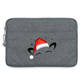 Cat Santa Hat Shining Stars - Laptop bag 13" - heather grey - Front