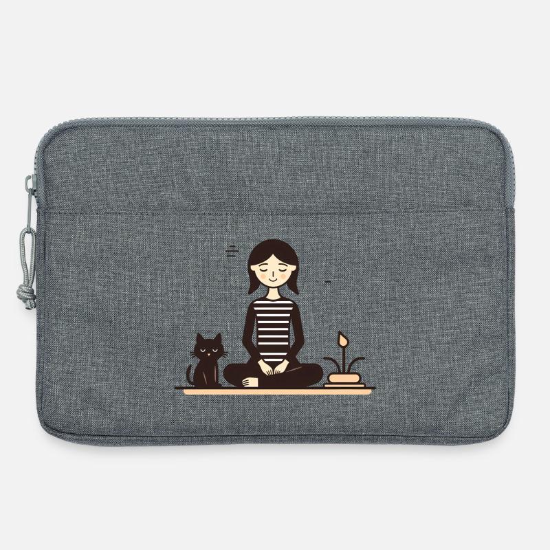 Relaxing with a cat - Laptop bag 13" - heather grey