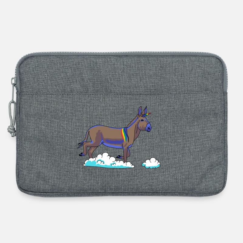 Regenbogen-Einhorn auf Wolken - Laptoptasche 13" - Grau meliert