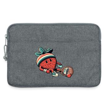 Fraise jouant au tennis avec bandeau rétro - Sacoche pour ordinateur portable 13 pouces - gris chiné - Devant