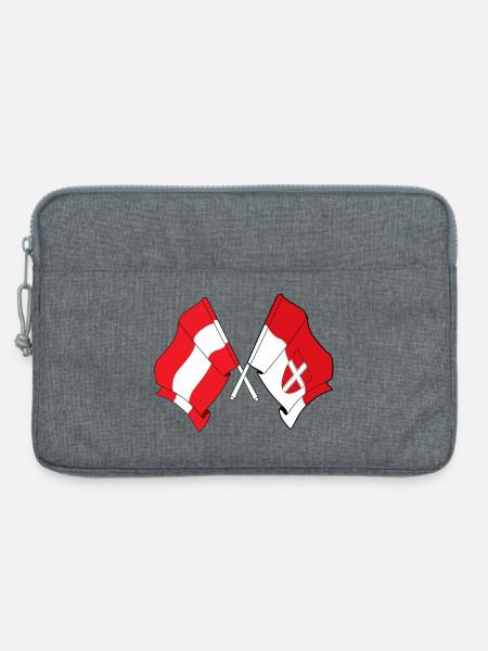 Österreich & Wien-Kreuzflaggen - Laptoptasche 13" - Grau meliert