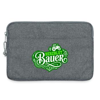 Herzblut Bauer Traktor - Laptoptasche 13" - Grau meliert - Vorne