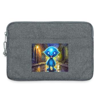 Blue funny and laughing monster - Laptop bag 13" - heather grey - Front