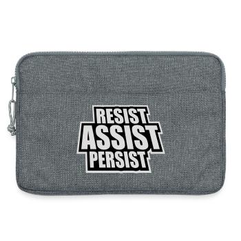 Résistez Assistez Persister Activisme Logo de motivation - Sacoche pour ordinateur portable 13 pouces - gris chiné - Devant