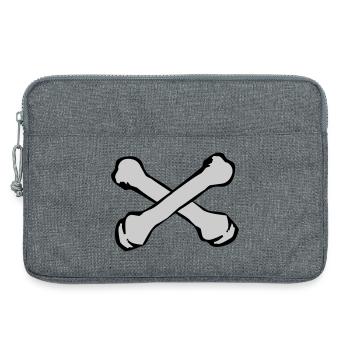 Silhouette des os croisés - Sacoche pour ordinateur portable 13 pouces - gris chiné - Devant