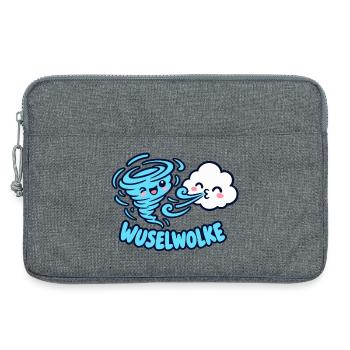 Wuselwolke – Lustiges Wind & Wolken Kinder Motiv - Laptoptasche 13" - Grau meliert - Vorne