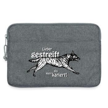 Lieber gestreift als kleinkariert - 3 - Laptoptasche 13" - Grau meliert - Vorne