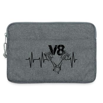 v8 engine pulse cars piston heartbeat tuning icon - Laptop bag 13" - heather grey - Front