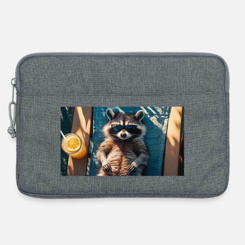 Waschbär im Urlaub - Laptoptasche 13" - Grau meliert