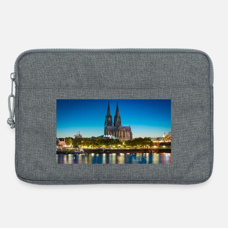 Kölner Dom Abendlicht Silhouette - Laptoptasche 13" - Grau meliert