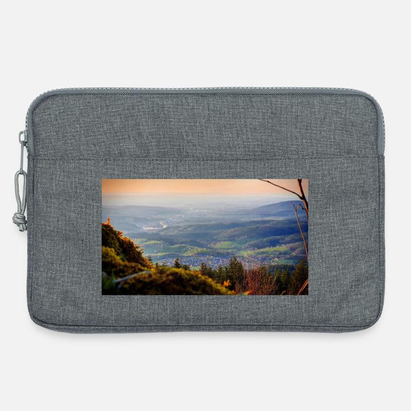 Abendpanorama Berglandschaft - Laptoptasche 13" - Grau meliert
