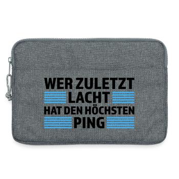 Wer zuletzt lacht höchsten Ping Gamer Shirt - Laptoptasche 13" - Grau meliert - Vorne