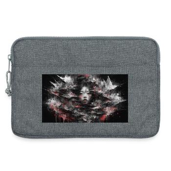 Dark Asia Punk Art Frau Porträt T-Shirt Bild - Laptoptasche 13" - Grau meliert - Vorne
