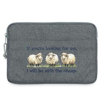 I will be with the sheep Lustiges Schaf Motiv - Laptoptasche 13" - Grau meliert - Vorne