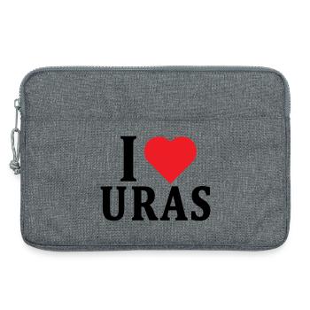 T-shirt J’adore Uras t-shirt Sardaigne idée cadeau - Sacoche pour ordinateur portable 13 pouces - gris chiné - Devant