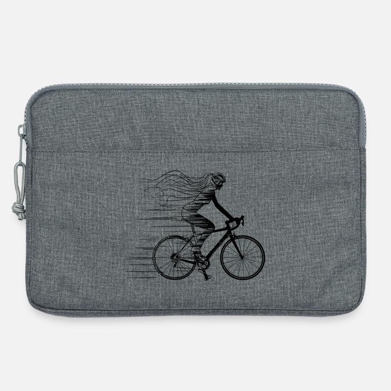 Radfahrerin Line Art - Laptoptasche 13" - Grau meliert