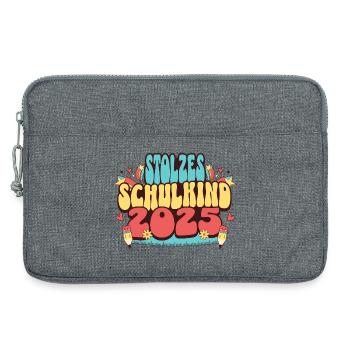 Stolzes Schulkind 2025 - Laptoptasche 13" - Grau meliert - Vorne