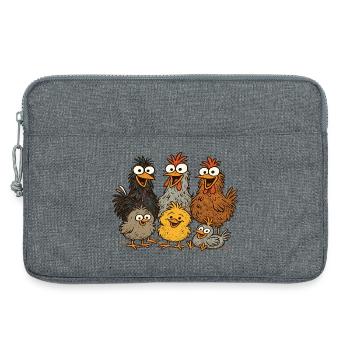 Poulet coloré motif de dessin animé - Sacoche pour ordinateur portable 13 pouces - gris chiné - Devant