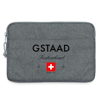 Gstaad, Suisse, coordonnées, voyage, souvenir - Sacoche pour ordinateur portable 13 pouces - gris chiné - Devant