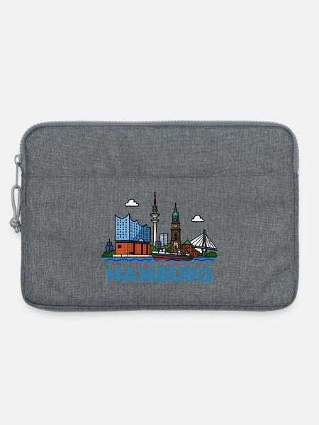 Hamburg Skyline Stadt - Laptoptasche 13" - Grau meliert