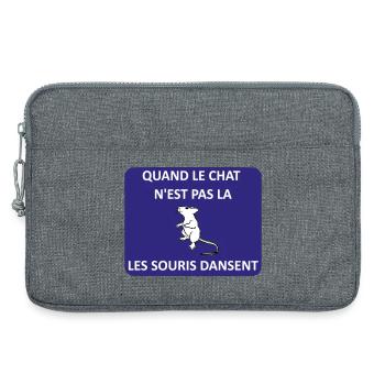 When the cat is away, the mice will play - Laptop bag 13" - heather grey - Front
