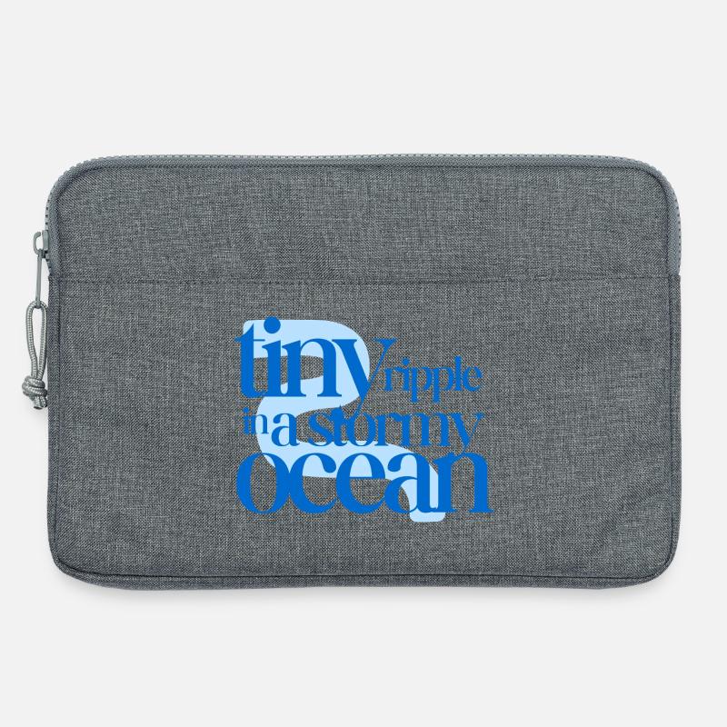 Tiny ripple in a stormy ocean (blue background) - Laptop bag 13" - heather grey