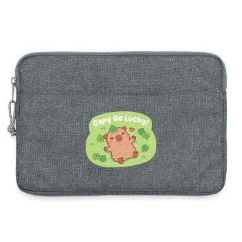 Niedlicher Capy Go Lucky Capybara Vierblattklee-Patch - Laptoptasche 13" - Grau meliert - Vorne