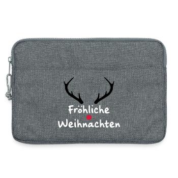 Fröhliche Weihnachten Rentier Weihnachtsgeschenk - Laptoptasche 13" - Grau meliert - Vorne