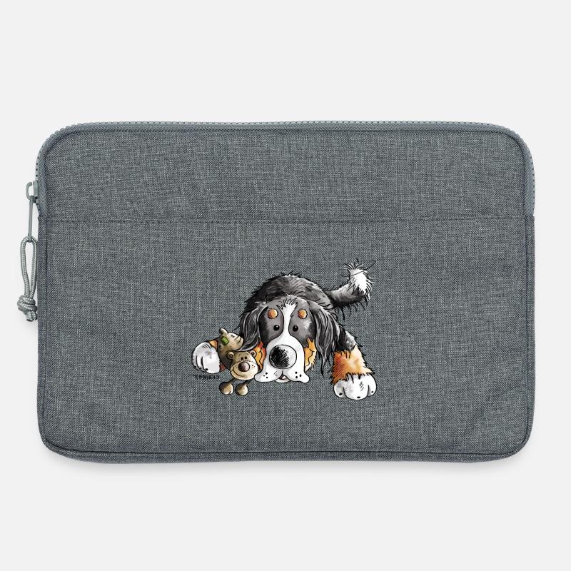 Berner Sennenhund knuddelt Teddy - Hund - Comic - Laptoptasche 13" - Grau meliert