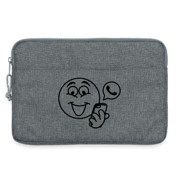 Stick head with a phone and pop-up text berich - Laptop bag 13" - heather grey - Front