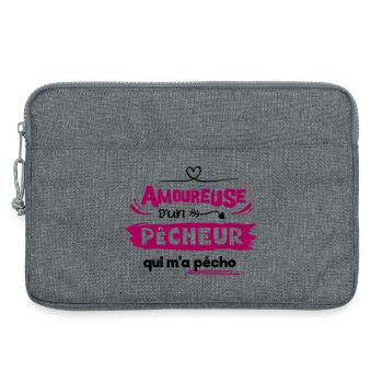 Amoureuse d'un pêcheur qui m'a pécho ! humour - Sacoche pour ordinateur portable 13 pouces - gris chiné - Devant