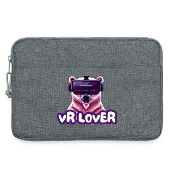 VR Bär mit Virtual Reality Brille - Laptoptasche 13" - Grau meliert - Vorne