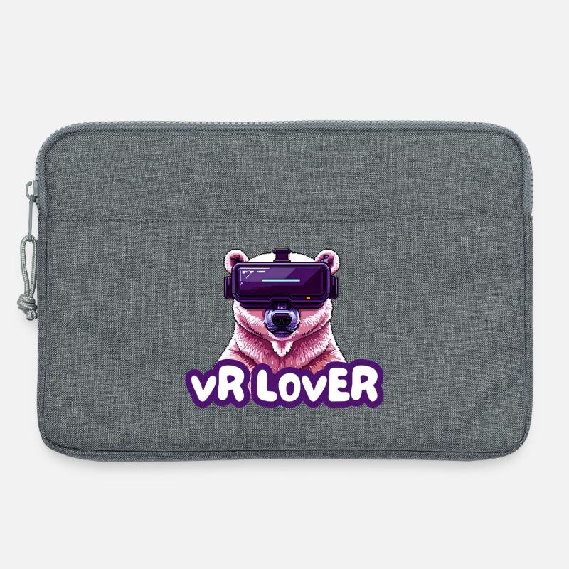 VR Bär mit Virtual Reality Brille - Laptoptasche 13" - Grau meliert