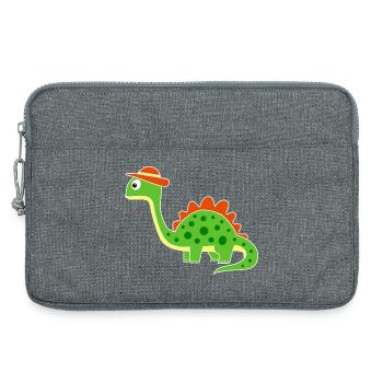Niedlicher Dino mit Hut - Laptoptasche 13" - Grau meliert - Vorne