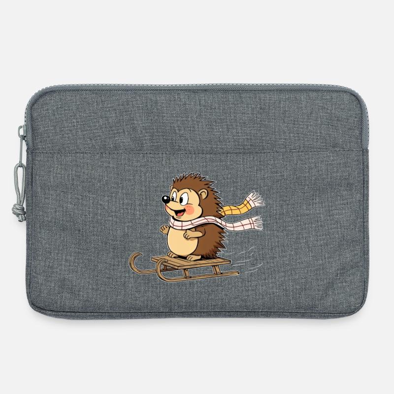 Igel im Winter mit Schlitten - Laptoptasche 13" - Grau meliert