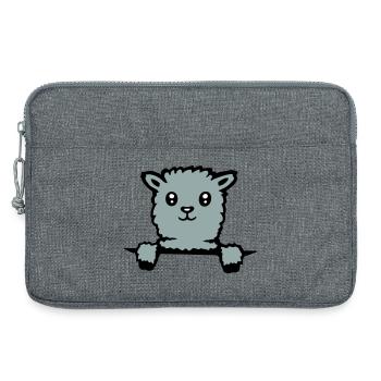 Cute llama fluffy alpaca peeking out - Laptop bag 13" - heather grey - Front