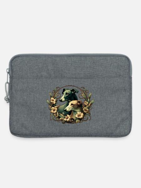 Hunde & Blumen Art Nouveau Grafik b - Laptoptasche 13" - Grau meliert