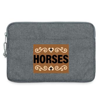 Horses Lettering Retro Riding - Laptop bag 13" - heather grey - Front