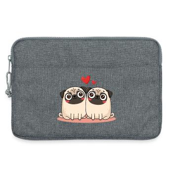Pug pair pug - Laptop bag 13" - heather grey - Front