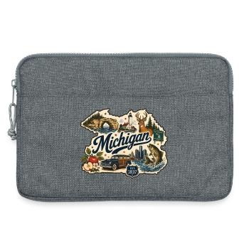 Michigan Great Lakes Vintage-Reiseaufkleber - Laptoptasche 13" - Grau meliert - Vorne
