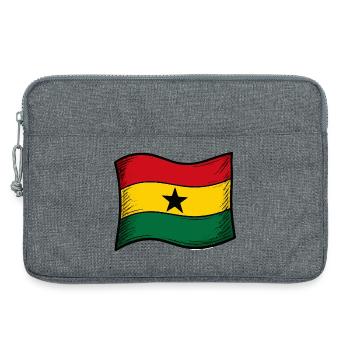 Ghana Flag Red Gold Green Star - Laptop bag 13" - heather grey - Front