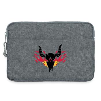 Bull crâne avec des flammes - Sacoche pour ordinateur portable 13 pouces - gris chiné - Devant