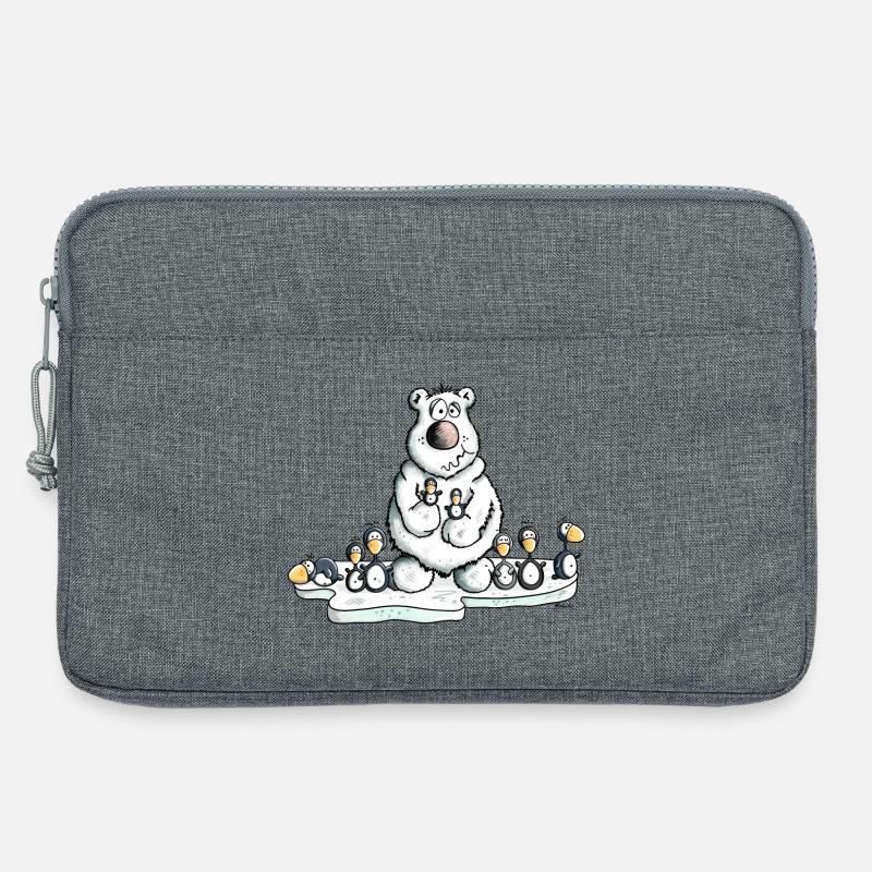 Eisbär mit Pinguinen - Laptoptasche 13" - Grau meliert