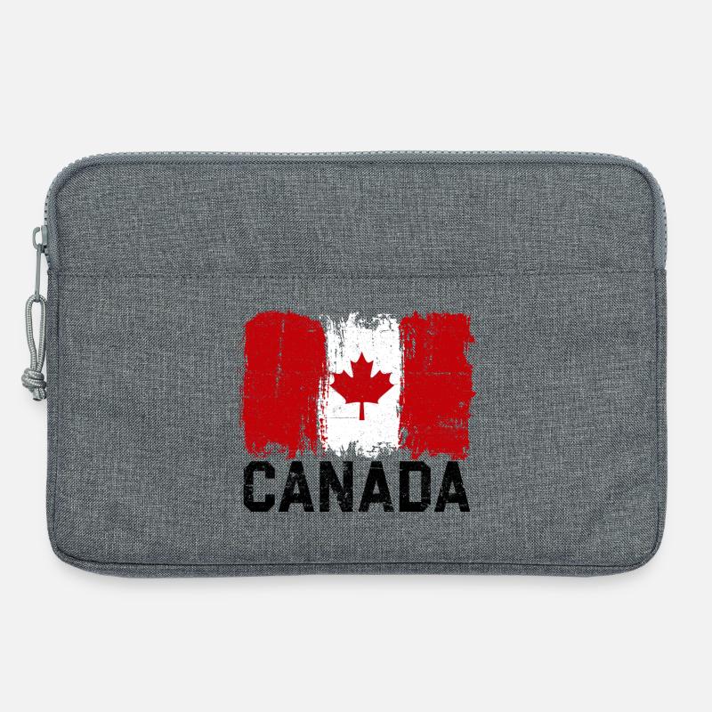 Grunge Canada Flag Maple Leaf Art - Laptop bag 13" - heather grey