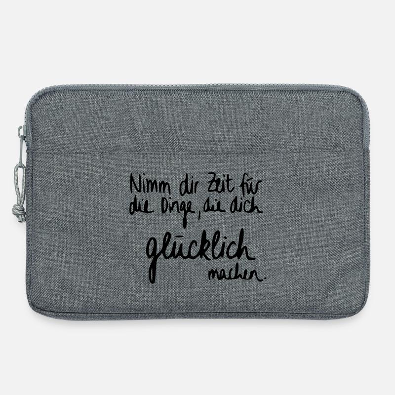 Nimm dir Zeit für Dinge die dich glücklich machen. - Laptoptasche 13" - Grau meliert