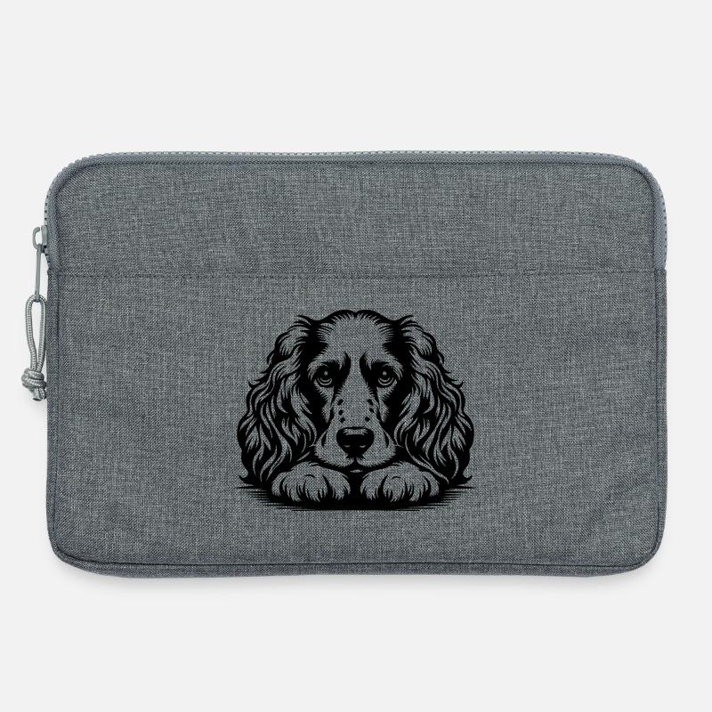 Cocker Spaniel Kopf mit Pfoten - Laptoptasche 13" - Grau meliert