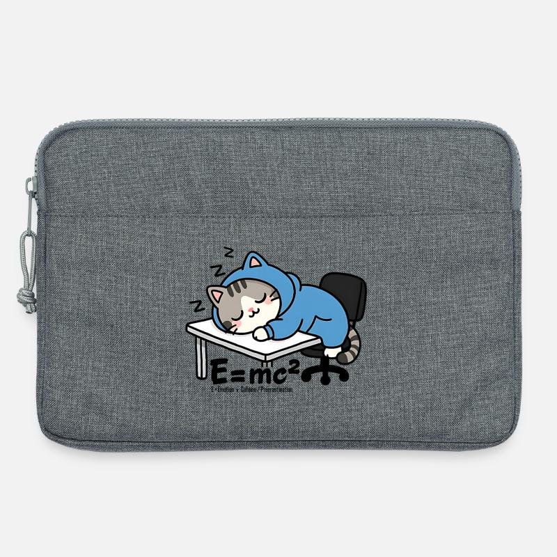 E = mc² - Schlafkatze im blauen Pyjama - Laptoptasche 13" - Grau meliert