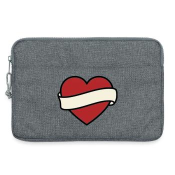 Tattoo Herz Banner Schriftrolle Vektor - Laptoptasche 13" - Grau meliert - Vorne